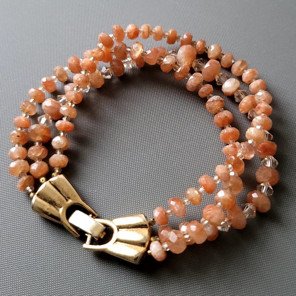 3 strands Natural Sunstone 7" Bracelet